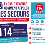 Affiche SURDI 34 : conférence sur le numéro d'urgence 114, vendredi 25 septembre 2026 à Montpellier.
