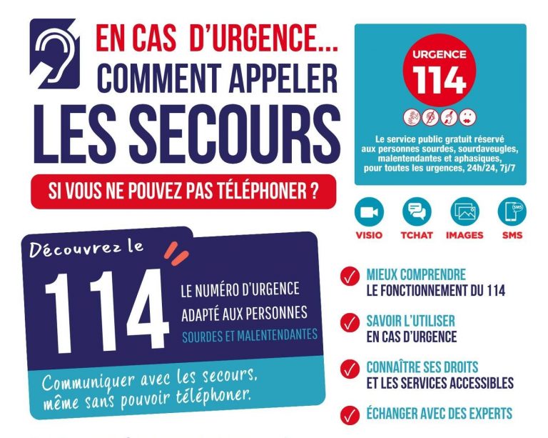 Affiche SURDI 34 : conférence sur le numéro d'urgence 114, vendredi 25 septembre 2026 à Montpellier.